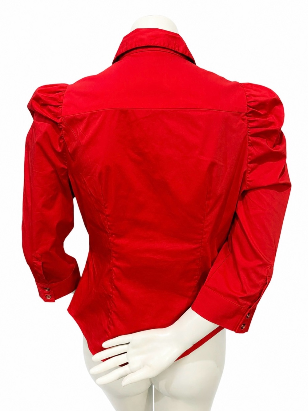 7th Avenue Design Studio Red Puff Sleeve Button Front Blouse Small NWT - Picture 3 of 9